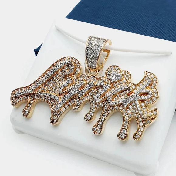 "14K Gold Plated Cubic Zircon Pendant, INUS1BR221 - Picture 2 of 9